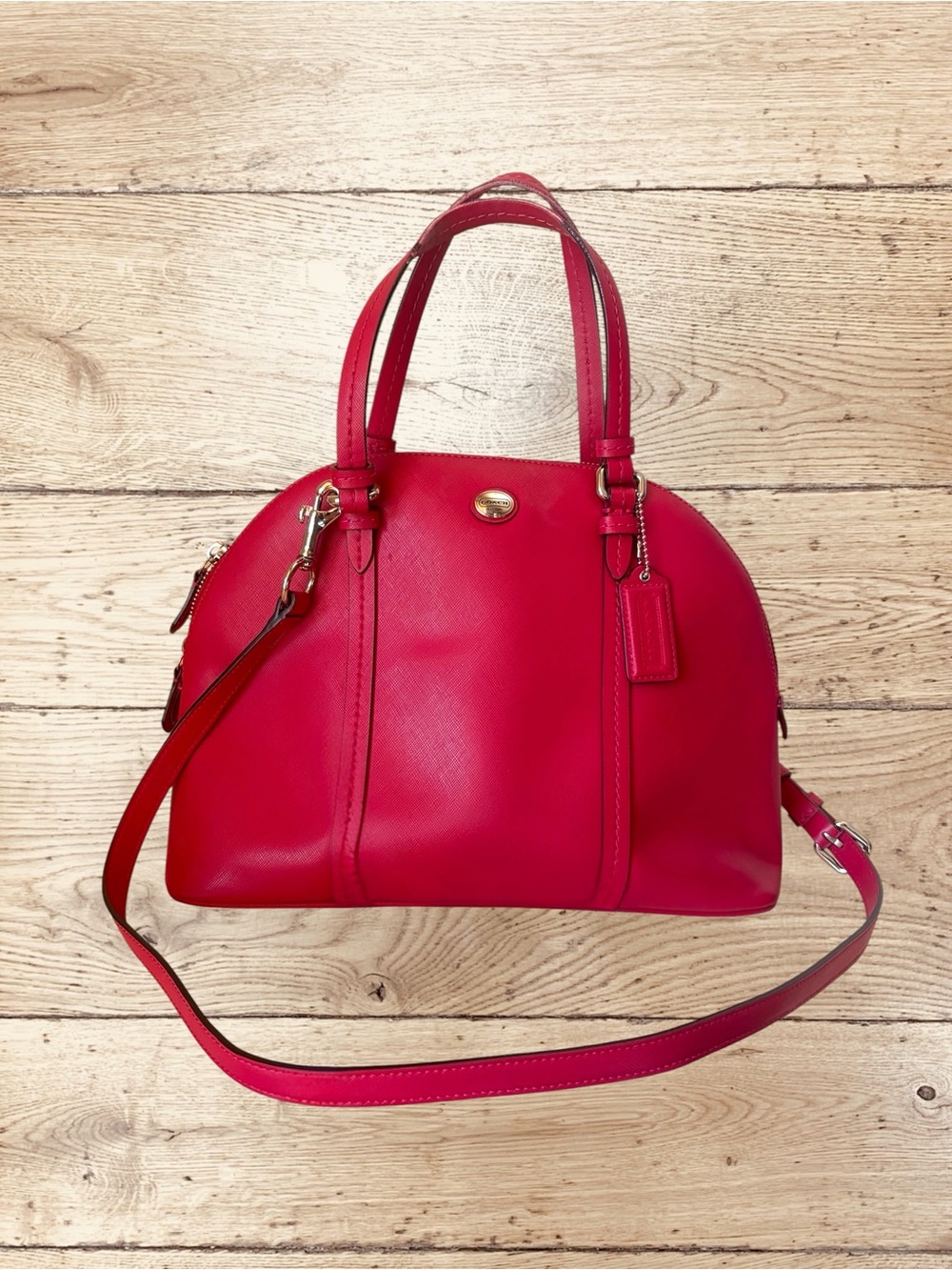The Coach Magenta Peyton Cora Domed Satchel (Style F25671)